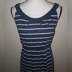 Sonoma Navy and White Striped Sleeveless Dress SZL